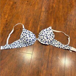 SO Leopard Print Push-Up Bra in White, Purple and Black